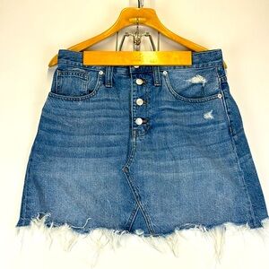MADEWELL Rigid Denim A-Line Raw Hem Skirt Size 29